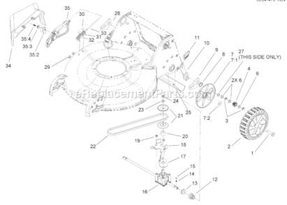 Rear Axle And Transmission Assembly Diagram and Parts List for 260000001-260999999 - 2006 Lawn Boy Lawn Mower